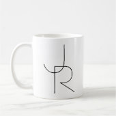 Mug Initiales superposées Modern 2 | Noir sur Blanc (Gauche)