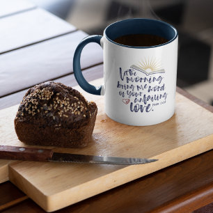 Mug INJUSTE AMOUR Psaume Bible Écriture Marine Café