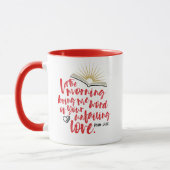 Mug INJUSTE AMOUR Psaume Bible Écriture Rouge Café (Gauche)