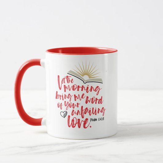 Mug INJUSTE AMOUR Psaume Bible Écriture Rouge Café (Gauche)