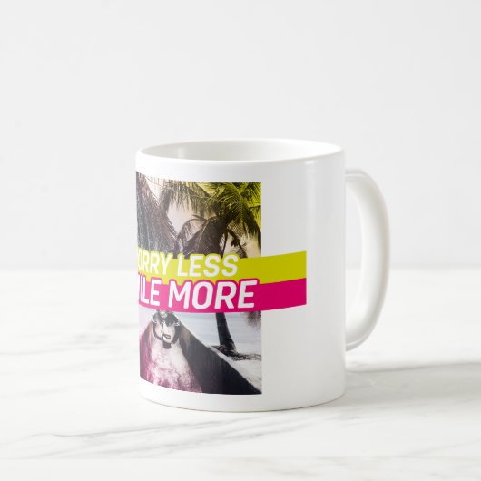 Mug Inquiète Moins, Souriez Plus (Devant droit)
