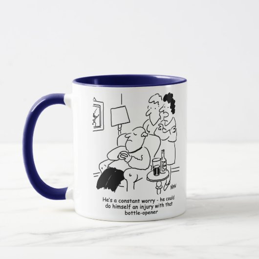 Mug Inquiéter d'une blessure d'ouverture de bouteille (Gauche)