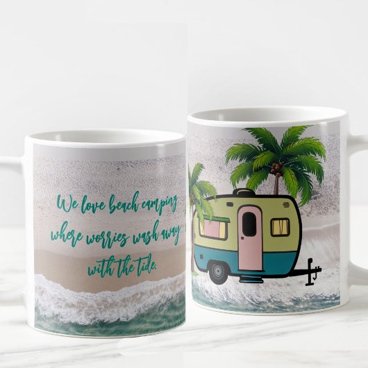 Mug Inquiétudes effacées par le camping de plage