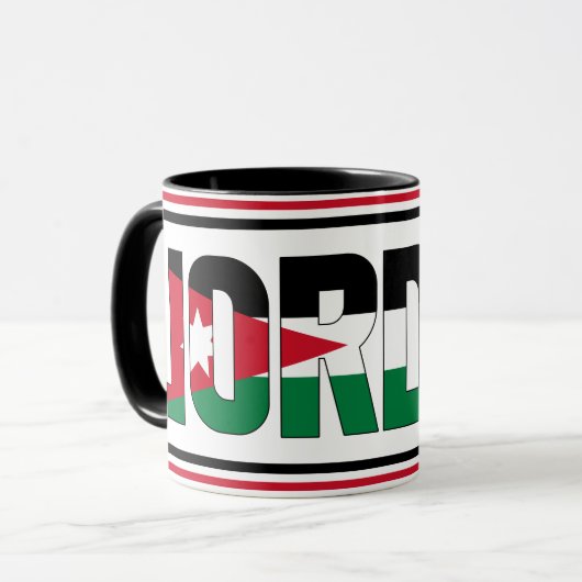Mug Inscription du drapeau jordanien Vert rouge noir (Devant gauche)