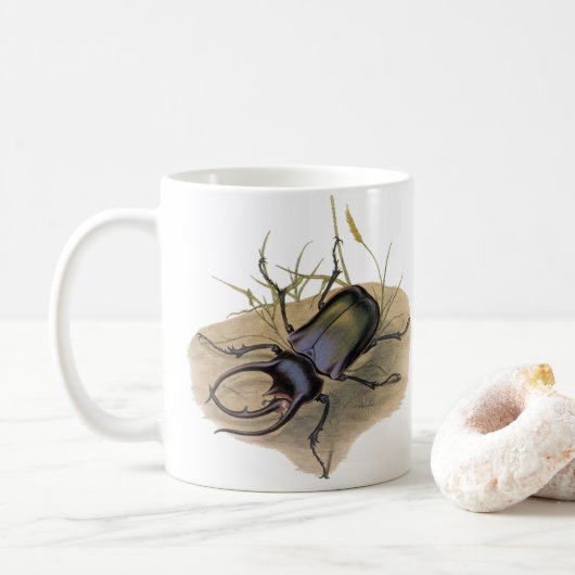 Mug Insectes et insectes vintages, Rhino Rhinoceros Be (Avec donut)