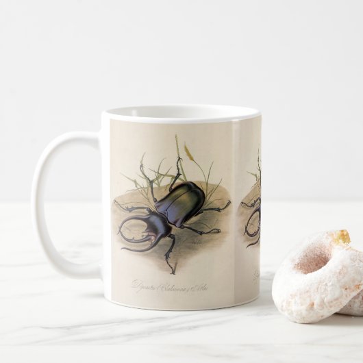 Mug Insectes et insectes vintages, Rhino Rhinoceros Be (Avec donut)
