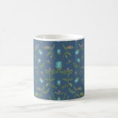 Mug Insectes turquoise sur bleu avec fleur rose (Centre)