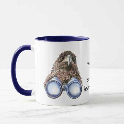 Mug Inséparable Watching Hawk Binoculums Fun Citation (Gauche)
