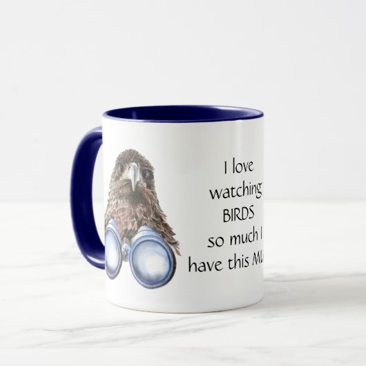 Mug Inséparable Watching Hawk Binoculums Fun Citation (Devant gauche)