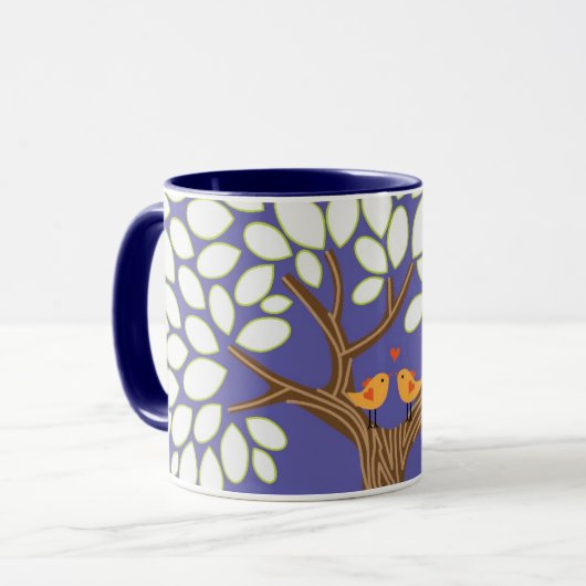 Mug Inséparables dans un arbre (Nuit) (Devant gauche)