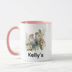 Mug Inséparables en aquarelles pastel