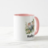 Mug Inséparables en aquarelles pastel (Devant droit)