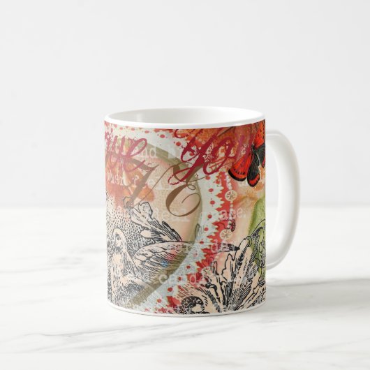 Mug Inséparables Heart Red Art Collage (Devant droit)