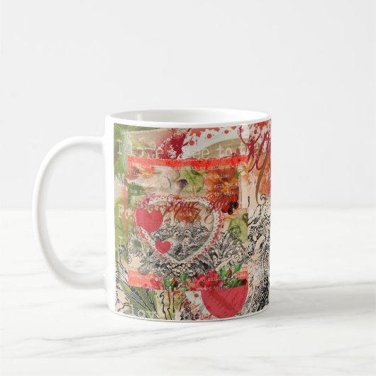 Mug Inséparables Heart Red Art Collage (Gauche)
