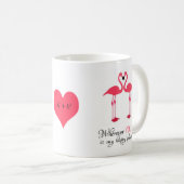 Mug Inséparables heureux Famingos rose d'endroit (Devant droit)
