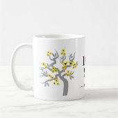 Mug Inséparables jaunes, cerisier gris aux fleurs (Gauche)