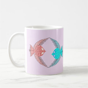 Mug Inséparables roses et bleus mignons