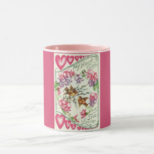 Mug Inséparables Vintage Saint Valentin rose