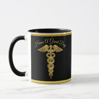 Mug Insigne d'alerte médicale de feuille d'or