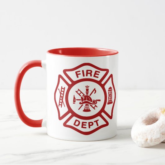 Mug Insigne du service d'incendie avec couleurs person (Avec donut)