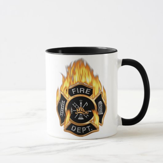 Mug Insigne du service d'incendie Or de flamme (Droite)