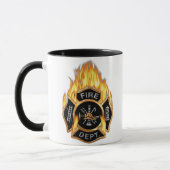 Mug Insigne du service d'incendie Or de flamme (Gauche)