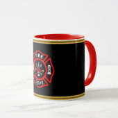 Mug Insigne noir et rouge de logo de corps de (Devant droit)