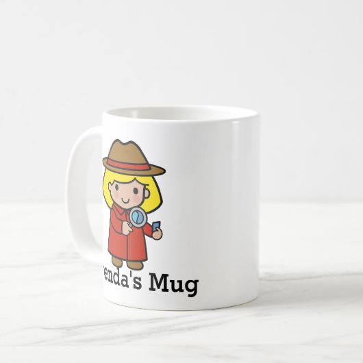 Mug Inspecteur de fille avec verre grossissant (Devant gauche)