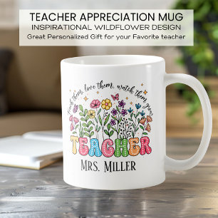 Mug Inspiration de l'enseignant Fleur sauvage personna
