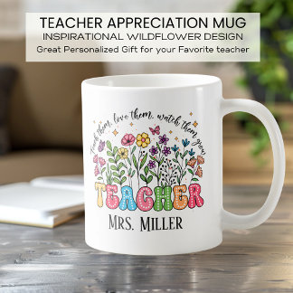 Mug Inspiration de l'enseignant Fleur sauvage personna
