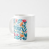Mug Inspiration florale turquoise et corail Autosoins (Devant gauche)