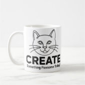 Mug Inspiration « Pawsome » Chat Minimaliste (Gauche)