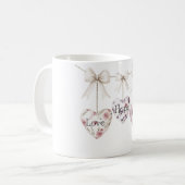 Mug Inspirational Floral Love Hope Joy Heart Bow (Devant gauche)