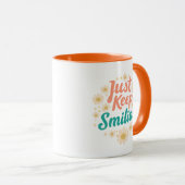 Mug Inspirational "Just Keep Smiling" Floral (Devant droit)