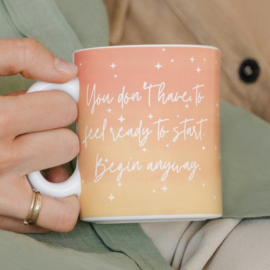 Mug Inspirational Quote Mystic Sun Watercolor Orange