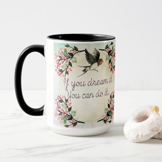 Mug Inspirationnel Si Vous Rêvez L'Aquarelle (Avec donut)