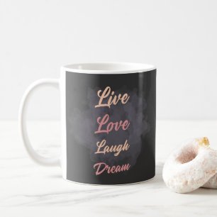 Mug Inspirationnel Vivre Amour Rire Rêve Typographie