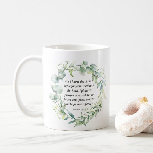 Mug Inspirationnelle Bible Verse Jérémie 29:11 (Avec donut)