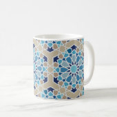 Mug Inspiré par le carrelage arabe Beige et bleu (Devant droit)