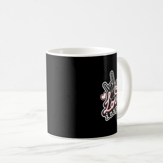Mug inspirer l'amour ASL ILY Hand Sign Language Deaf A (Devant droit)