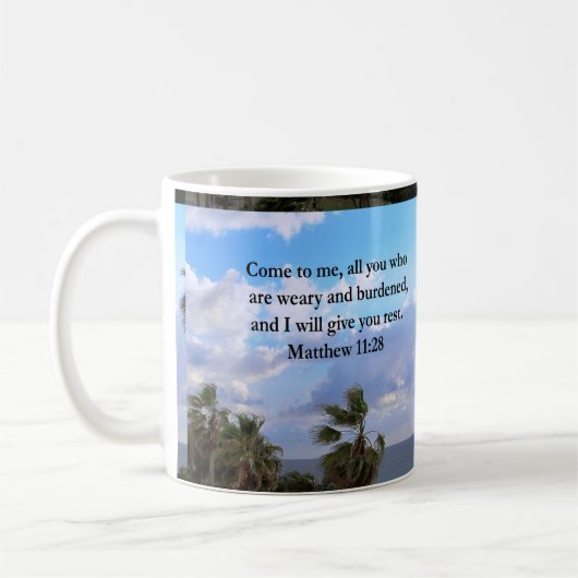 MUG INSPIRING MATTHEW 11:28 CONCEPTION DE SCRIPTURE (Gauche)