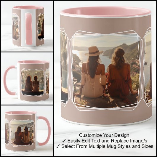 Mug Instagram Photo Collage Modèle moderne Brown C88