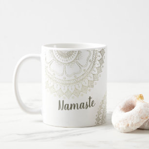 Mug Instructeur de méditation Yoga Gold Mandala Fleurs