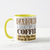 Mug Instructions de boissons avec nom (Gauche)
