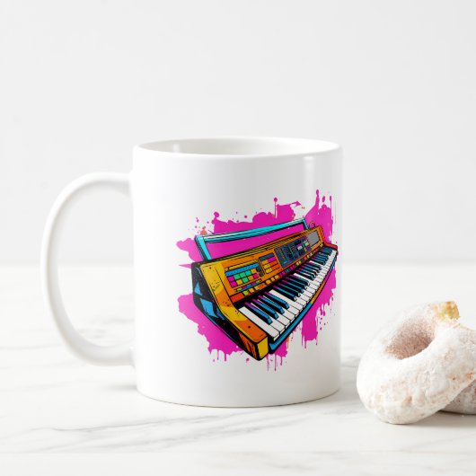 Mug Instrument de musique des années 90 en style Vinta (Avec donut)