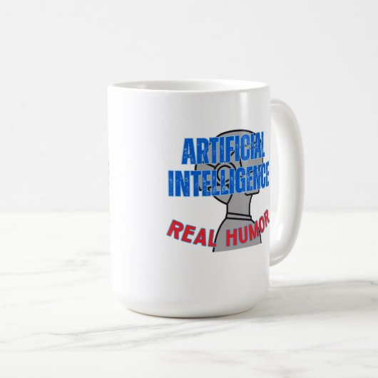 Mug Intelligence artificielle, humour réel. w White BG (Devant droit)