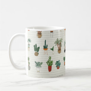 Mug intérieur accueil plantes couture main dessinée mo