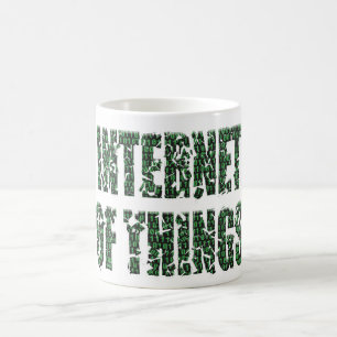 Mug Internet des objets avec une superposition de code