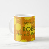 Mug intoxiqué orange et Brown de café de cercles (Devant gauche)