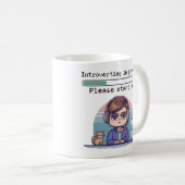 Mug Introversion en cours – Drôle de Pixel Rétro (Devant droit)